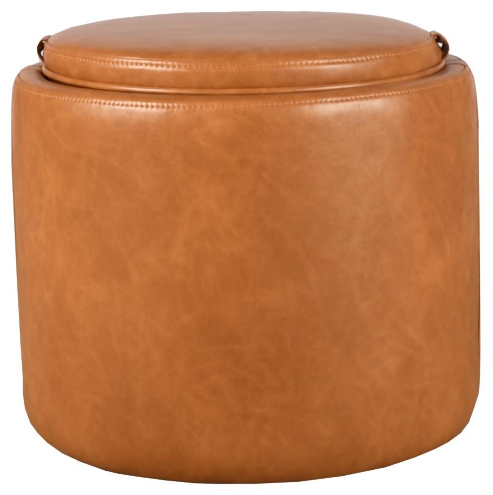 Round faux leather ottoman deals